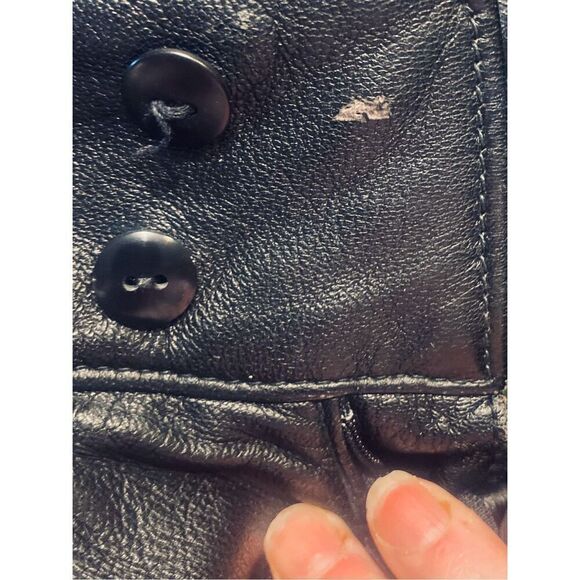 Liz Roberts Robert Elliot Vintage Womens Black Leather Pleated Trouser Pants 8 - Picture 4 of 5